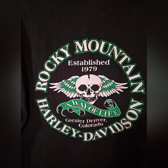 Vintage Harley Davidson Motorcycle Tshirt Rocky Mountain, Denver Colorado Sz XL - Picture 4 of 6